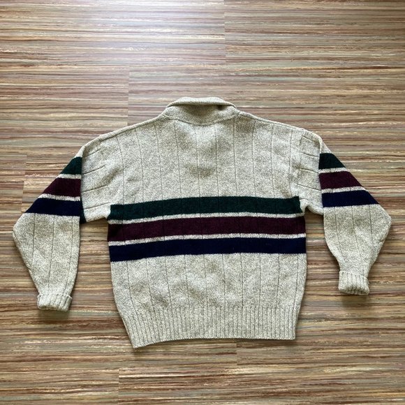 Eddie Bauer Wool Pullover Knit Sweater Shawl Collar Stripe Vintage Made in USA - Picture 5 of 7